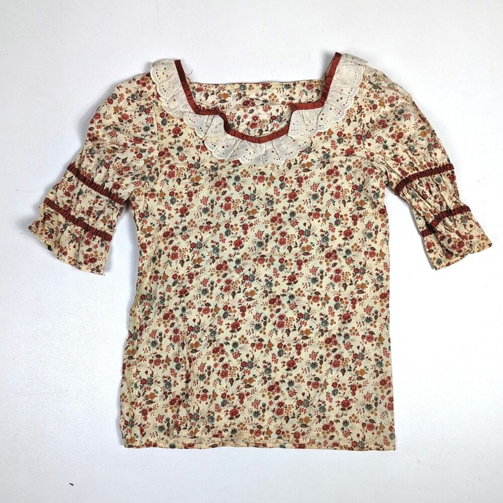 Vtg Marchela Incorporated Shirt Womens 28 M/L Floral Boho Hippie Bell Sleeve 70s